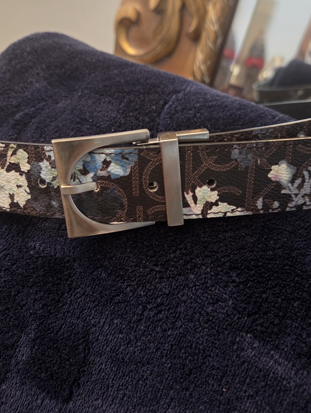 CK Monogram Floral Pattern Belt, Size Small - Picture 2 of 3